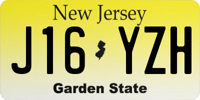 NJ license plate J16YZH