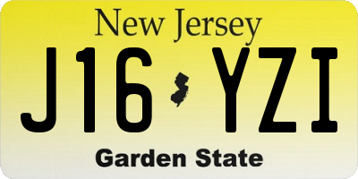 NJ license plate J16YZI