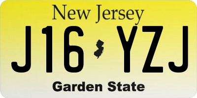 NJ license plate J16YZJ