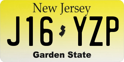 NJ license plate J16YZP