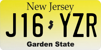 NJ license plate J16YZR