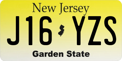 NJ license plate J16YZS