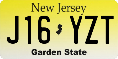 NJ license plate J16YZT