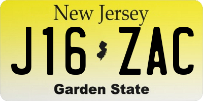 NJ license plate J16ZAC