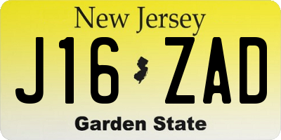 NJ license plate J16ZAD