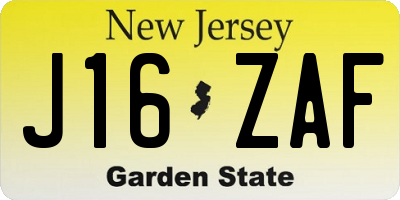 NJ license plate J16ZAF