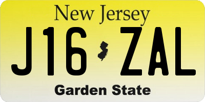 NJ license plate J16ZAL