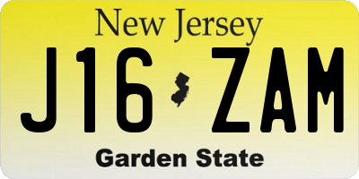 NJ license plate J16ZAM