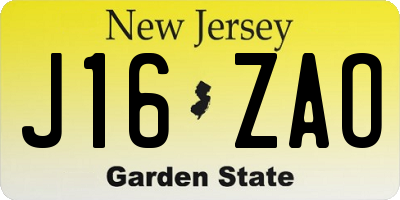 NJ license plate J16ZAO