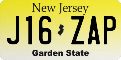 NJ license plate J16ZAP