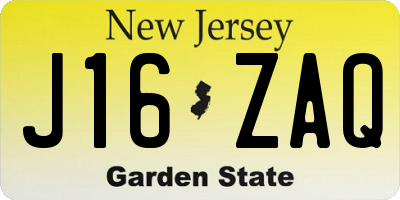 NJ license plate J16ZAQ