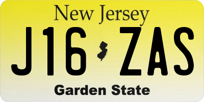 NJ license plate J16ZAS