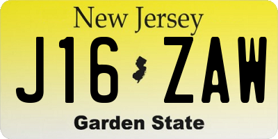 NJ license plate J16ZAW