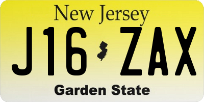 NJ license plate J16ZAX