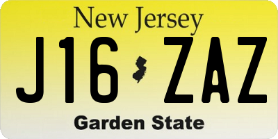 NJ license plate J16ZAZ