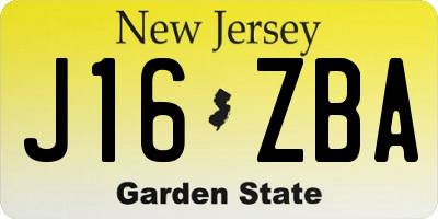 NJ license plate J16ZBA