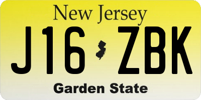 NJ license plate J16ZBK