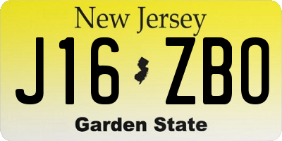 NJ license plate J16ZBO