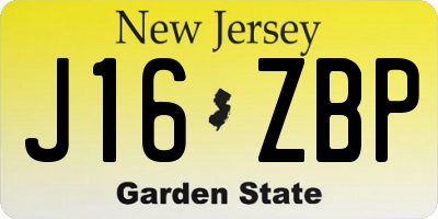 NJ license plate J16ZBP