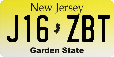 NJ license plate J16ZBT
