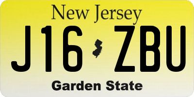 NJ license plate J16ZBU