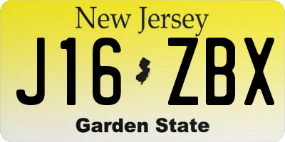 NJ license plate J16ZBX