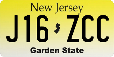 NJ license plate J16ZCC
