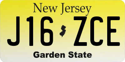 NJ license plate J16ZCE