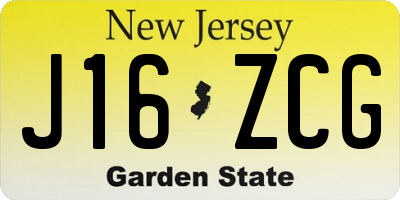 NJ license plate J16ZCG