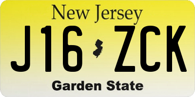 NJ license plate J16ZCK