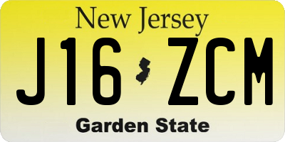 NJ license plate J16ZCM