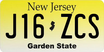 NJ license plate J16ZCS