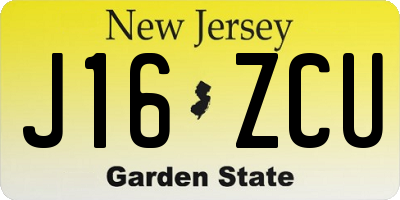 NJ license plate J16ZCU