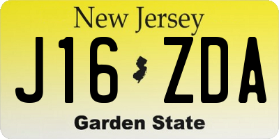 NJ license plate J16ZDA