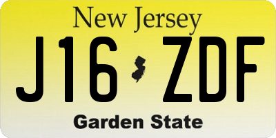 NJ license plate J16ZDF