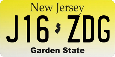 NJ license plate J16ZDG
