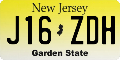 NJ license plate J16ZDH
