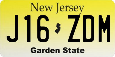 NJ license plate J16ZDM