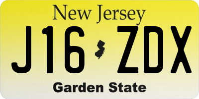 NJ license plate J16ZDX