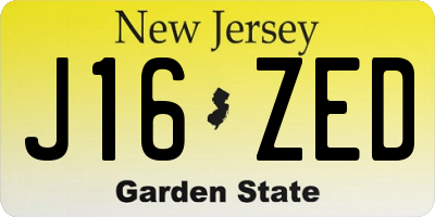 NJ license plate J16ZED