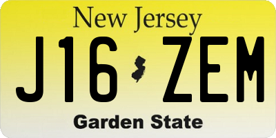 NJ license plate J16ZEM