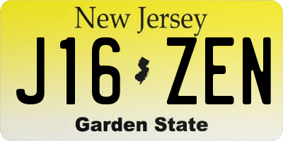 NJ license plate J16ZEN