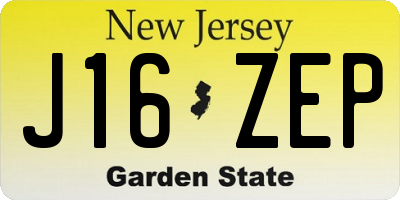 NJ license plate J16ZEP