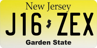 NJ license plate J16ZEX