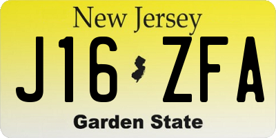 NJ license plate J16ZFA