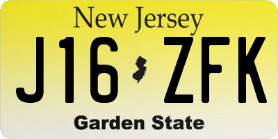 NJ license plate J16ZFK