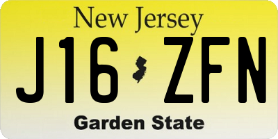 NJ license plate J16ZFN
