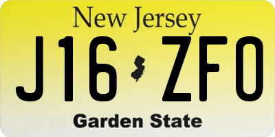 NJ license plate J16ZFO