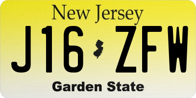 NJ license plate J16ZFW