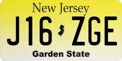 NJ license plate J16ZGE